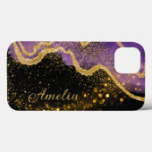 Eleganter Glitzer mit Monogramm Name Case-Mate iPhone Hülle (Rückseite (Horizontal))