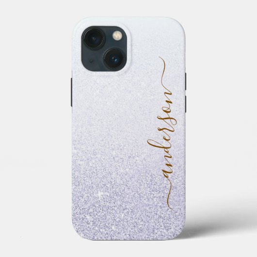 Eleganter Glitzer mit Monogramm Name Case-Mate iPhone Hülle (Rückseite)