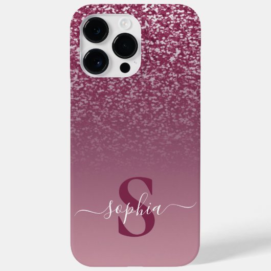 Eleganter Glitzer mit Monogramm Name Case-Mate iPhone Hülle (Rückseite)