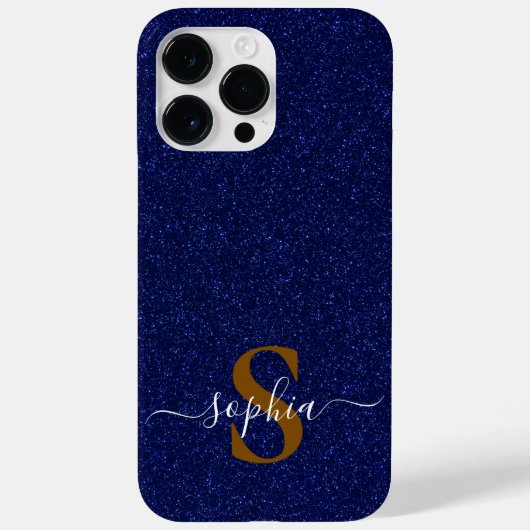 Eleganter Glitzer mit Monogramm Name Case-Mate iPhone Hülle (Rückseite)