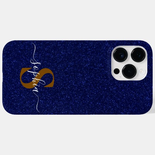 Eleganter Glitzer mit Monogramm Name Case-Mate iPhone Hülle (Rückseite (Horizontal))
