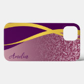 Eleganter Glitzer mit Monogramm Name Case-Mate iPhone Hülle (Rückseite (Horizontal))