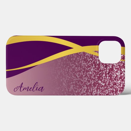 Eleganter Glitzer mit Monogramm Name Case-Mate iPhone Hülle (Rückseite (Horizontal))