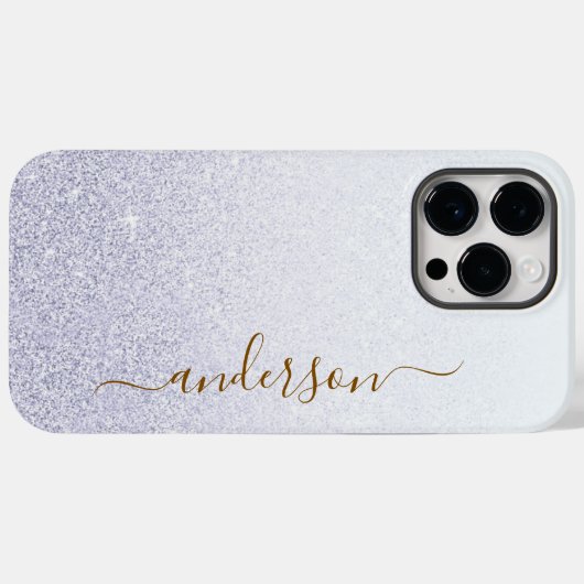 Eleganter Glitzer mit Monogramm Name Case-Mate iPhone Hülle (Rückseite (Horizontal))
