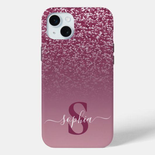 Eleganter Glitzer mit Monogramm Name Case-Mate iPhone Hülle (Rückseite)