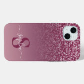 Eleganter Glitzer mit Monogramm Name Case-Mate iPhone Hülle (Rückseite (Horizontal))