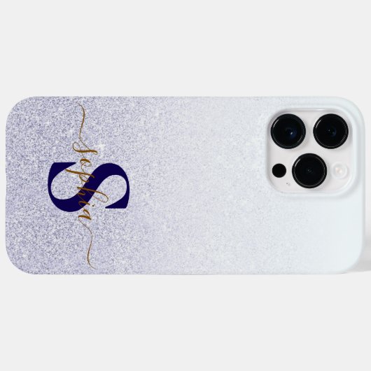 Eleganter Glitzer mit Monogramm Name Case-Mate iPhone Hülle (Rückseite (Horizontal))