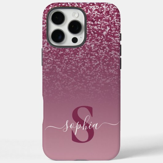 Eleganter Glitzer mit Monogramm Name Case-Mate iPhone Hülle (Rückseite)