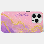 Eleganter Glitzer mit Monogramm Name Case-Mate iPhone Hülle (Rückseite (Horizontal))