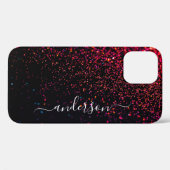 Eleganter Glitzer mit Monogramm Name Case-Mate iPhone Hülle (Rückseite (Horizontal))
