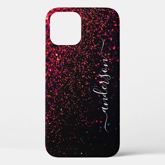 Eleganter Glitzer mit Monogramm Name Case-Mate iPhone Hülle (Rückseite)