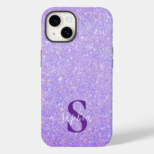 Eleganter Glitzer mit Monogramm Name Case-Mate iPhone Hülle (Rückseite)