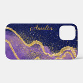 Eleganter Glitzer mit Monogramm Name Case-Mate iPhone Hülle (Rückseite (Horizontal))