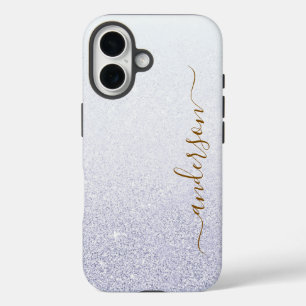 Eleganter Glitzer mit Monogramm Name iPhone 16 Hülle