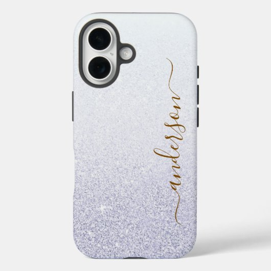 Eleganter Glitzer mit Monogramm Name Case-Mate iPhone Hülle (Rückseite)