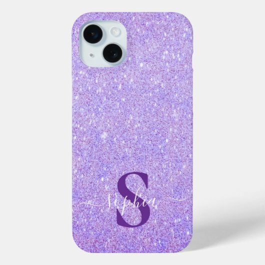 Eleganter Glitzer mit Monogramm Name Case-Mate iPhone Hülle (Rückseite)
