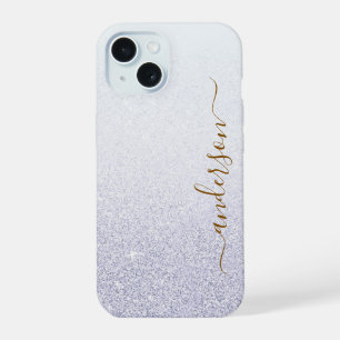 Eleganter Glitzer mit Monogramm Name iPhone 15 Hülle