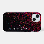 Eleganter Glitzer mit Monogramm Name iPhone 15 Hülle (Rückseite (Horizontal))