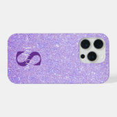 Eleganter Glitzer mit Monogramm Name iPhone Hülle (Rückseite (Horizontal))