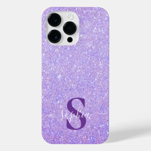 Eleganter Glitzer mit Monogramm Name iPhone Hülle (Rückseite)