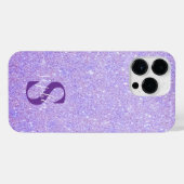 Eleganter Glitzer mit Monogramm Name iPhone Hülle (Rückseite (Horizontal))