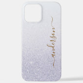 Eleganter Glitzer mit Monogramm Name iPhone Hülle (Rückseite)
