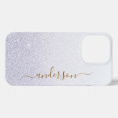 Eleganter Glitzer mit Monogramm Name iPhone Hülle (Rückseite (Horizontal))