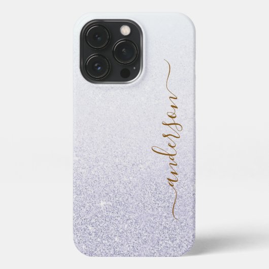 Eleganter Glitzer mit Monogramm Name iPhone Hülle (Rückseite)