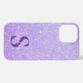 Eleganter Glitzer mit Monogramm Name iPhone Hülle (Rückseite (Horizontal))