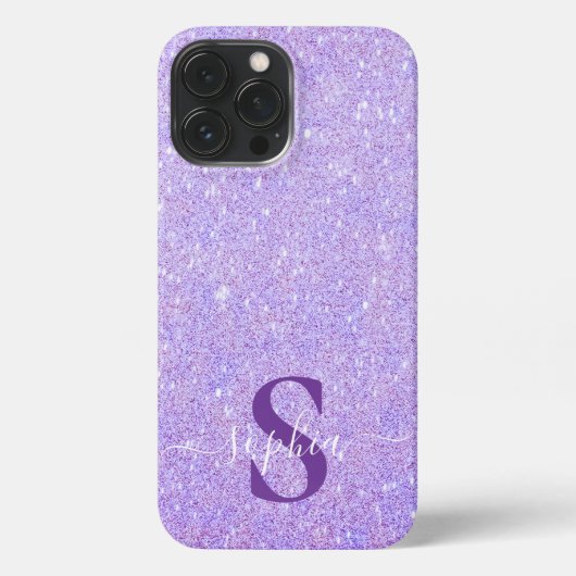 Eleganter Glitzer mit Monogramm Name iPhone Hülle (Rückseite)