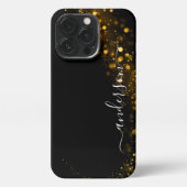 Eleganter Glitzer mit Monogramm Name iPhone Hülle (Rückseite)