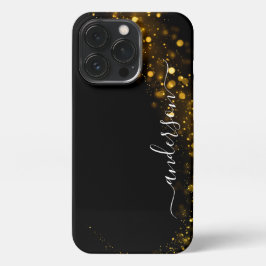 Eleganter Glitzer mit Monogramm Name iPhone 13 Pro Hülle