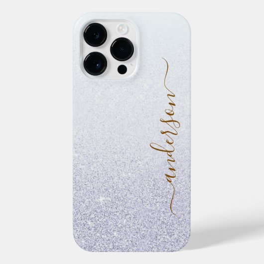 Eleganter Glitzer mit Monogramm Name iPhone Hülle (Rückseite)