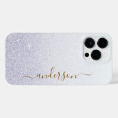 Eleganter Glitzer mit Monogramm Name iPhone Hülle (Rückseite (Horizontal))