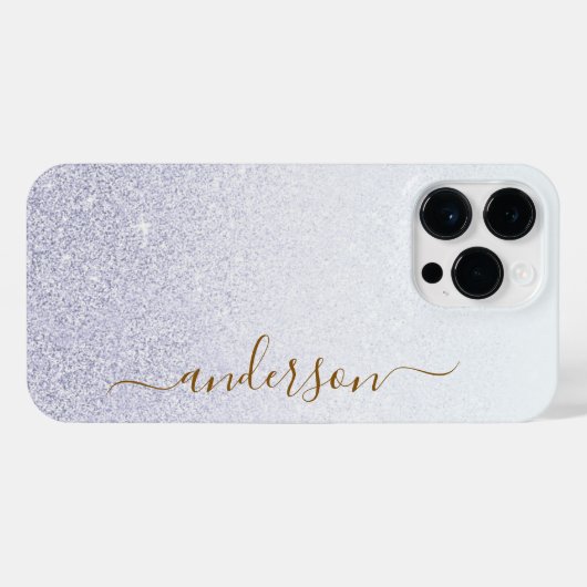 Eleganter Glitzer mit Monogramm Name iPhone Hülle (Rückseite (Horizontal))