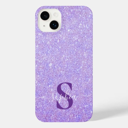 Eleganter Glitzer mit Monogramm Name iPhone Hülle (Rückseite)
