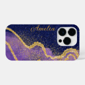 Eleganter Glitzer mit Monogramm Name iPhone Hülle (Rückseite (Horizontal))