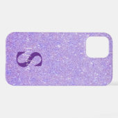 Eleganter Glitzer mit Monogramm Name iPhone Hülle (Rückseite (Horizontal))
