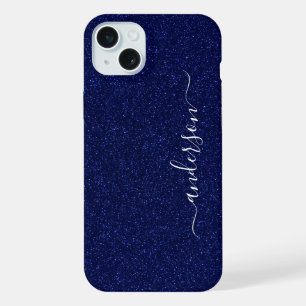 Eleganter Glitzer mit Monogramm Name iPhone 15 Plus Hülle