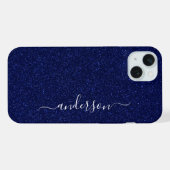 Eleganter Glitzer mit Monogramm Name iPhone Hülle (Rückseite (Horizontal))
