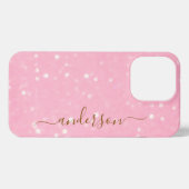 Eleganter Glitzer mit Monogramm Name iPhone Hülle (Rückseite (Horizontal))