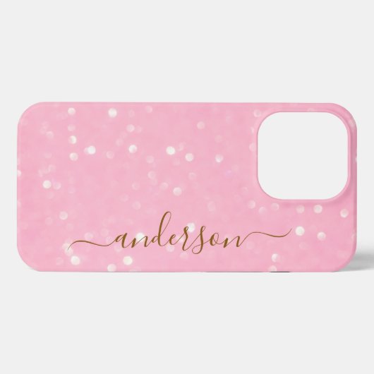 Eleganter Glitzer mit Monogramm Name iPhone Hülle (Rückseite (Horizontal))