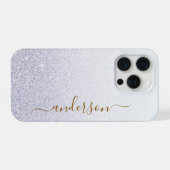 Eleganter Glitzer mit Monogramm Name iPhone Hülle (Rückseite (Horizontal))