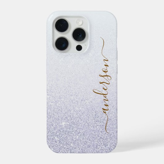 Eleganter Glitzer mit Monogramm Name iPhone Hülle (Rückseite)