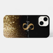 Eleganter Glitzer mit Monogramm Name iPhone Hülle (Rückseite (Horizontal))