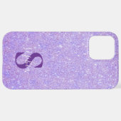 Eleganter Glitzer mit Monogramm Name iPhone Hülle (Hinten horizontal)