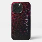 Eleganter Glitzer mit Monogramm Name iPhone Hülle (Rückseite)