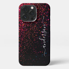 Eleganter Glitzer mit Monogramm Name iPhone 13 Pro Hülle