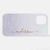Eleganter Glitzer mit Monogramm Name iPhone Hülle (Rückseite (Horizontal))