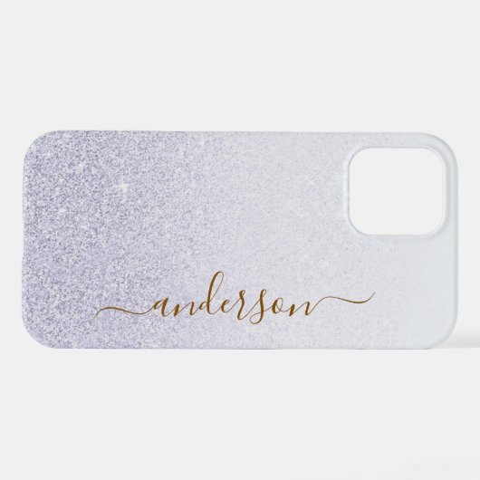 Eleganter Glitzer mit Monogramm Name iPhone Hülle (Rückseite (Horizontal))